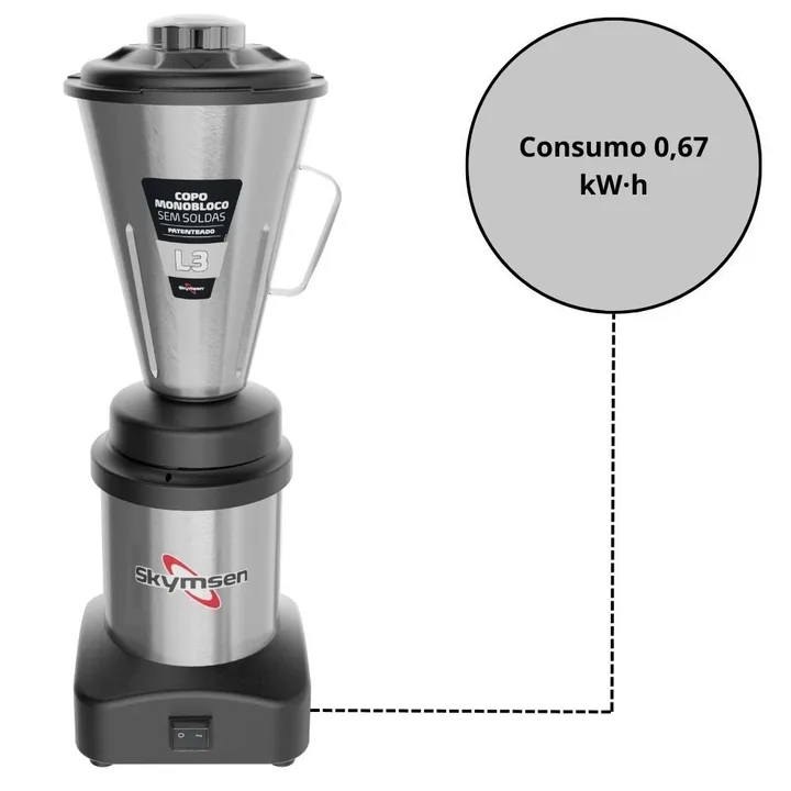 Liquidificador Comercial Monobloco Copo Inox 3,6 Litros 665W Bivolt SKYMSEN-70979.4, imagem 1 de 6