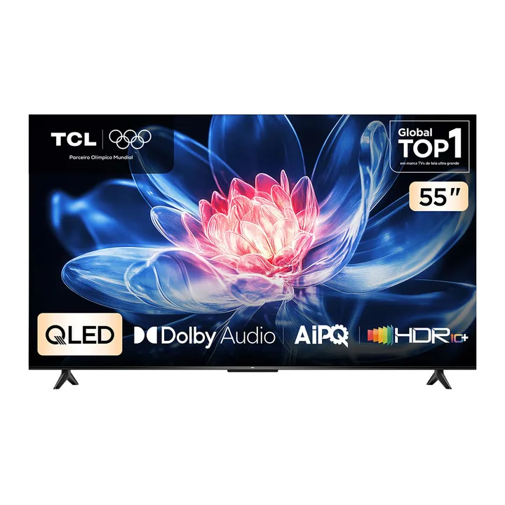 Smart TV TCL Advanced 4K QLED TV 55 Polegadas T6C Google TV, Processador AiPQ, Tela HVA, Dolby Vision e HDR10+, imagem 1 de 5
