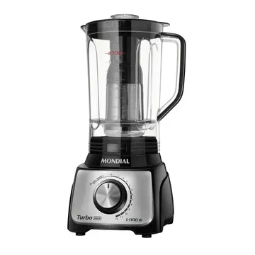 Liquidificador Mondial L-1100 Bi Jarra de San Cristal 3L 1100W 12 Velocidades Preto/Inox 220V