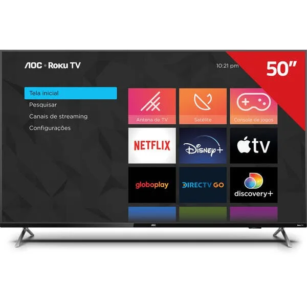 Smart Tv Aoc Roku 50 4k 50u6125/78g, imagem 1 de 9