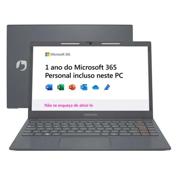 Notebook Positivo Vision C4 C4128A Intel Celeron 4GB RAM 128GB Tela 14,1" Windows 11 Cinza