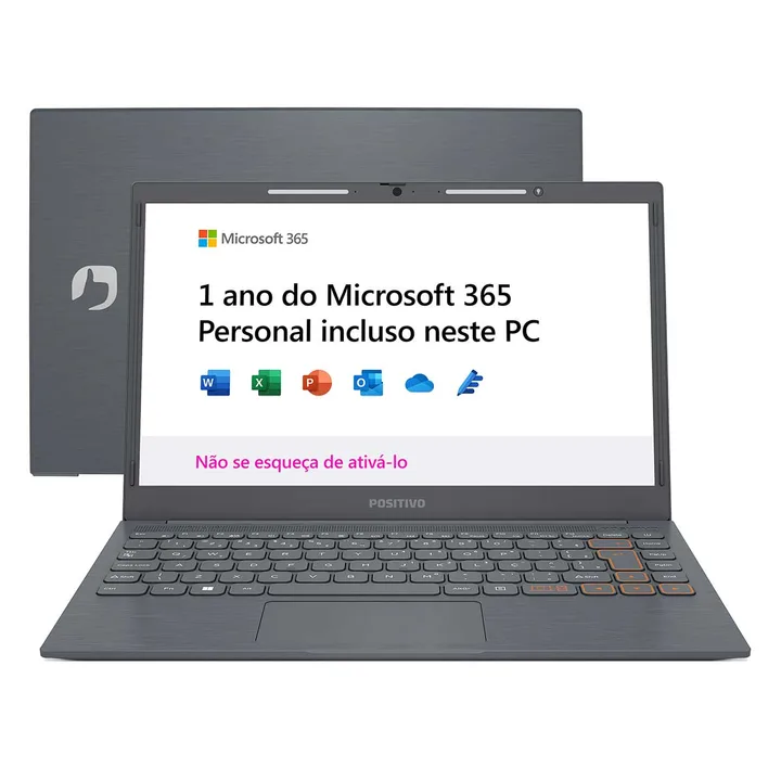 Notebook Positivo Vision C4 C4128A Intel Celeron 4GB RAM 128GB Tela 14,1" Windows 11 Cinza, imagem 1 de 11