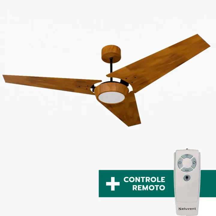 Ventilador De Teto Com Controle Remoto Natuvent Callis Led 3 Pás Madeira Imbuia - 4000k Branco Neutro, Luz Neutra - 127v, imagem 1 de 5