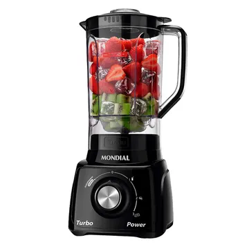 Liquidificador Mondial L-99 FB 550W 3 Velocidades Jarra de San Cristal 2,2L Preto 110V