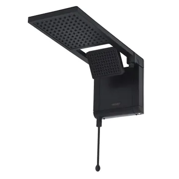 Chuveiro Elétrico Eletrônico 127V (110V) 5500w Preto Fosco Quadrado Acqua Duo Ultra Lorenzetti