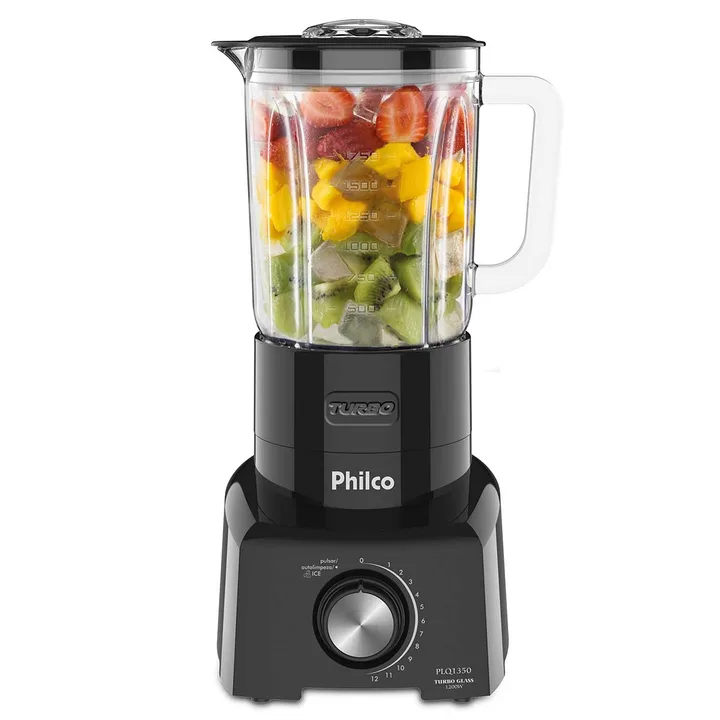 Liquidificador Philco PLQ1350 Copo de Vidro, 12 Velocidades + Pulsar, 1200W, Preto, 220V, imagem 1 de 8