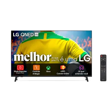 Smart TV 4K 86 Polegadas LG QNED73 Portal de Games Processador AI a7 Gen8 Google Cast Controle AI Magic WebOS 25