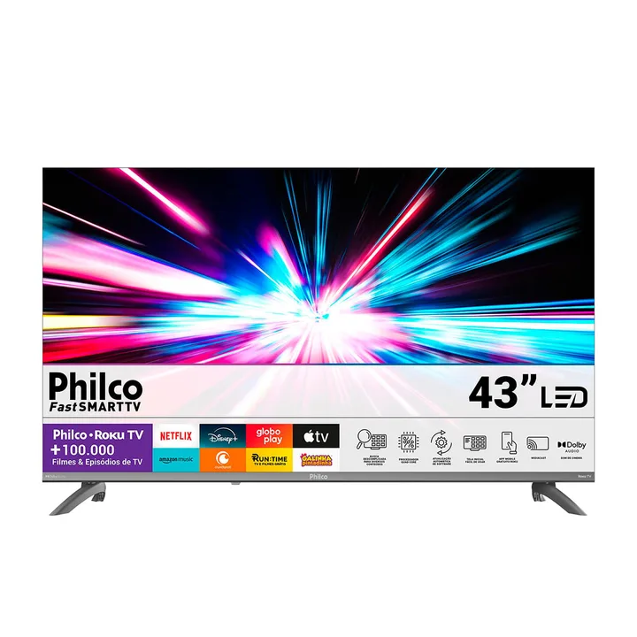 Smart TV 43" Philco Roku TV HDR10 Dolby Áudio P43CRA, imagem 1 de 7