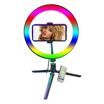Luminária Ring Light Portátil Usb Color 10 Polegadas Com Tripé E Adaptador P/ Smartphone