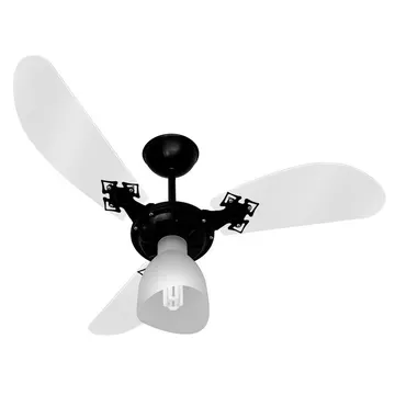 Ventilador de Teto New Cristal Light 3 Pás Preto/Cristal 110V VENTI DELTA-38-3120