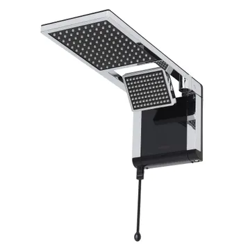Chuveiro Elétrico Eletrônico 127V (110V) 5500w Preto e Cromado Quadrado Acqua Duo Ultra Lorenzetti