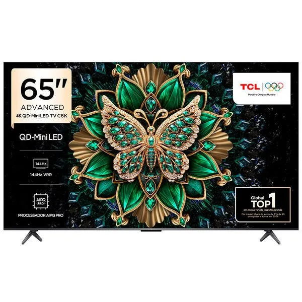 Smart Tv 4k Tcl Qd-mini Led 65” Polegadas Com Hdmi 2.1 Dolby Vision Iq Subwoofer 144hz Vrr E Wi-fi - 65c6k, imagem 1 de 10