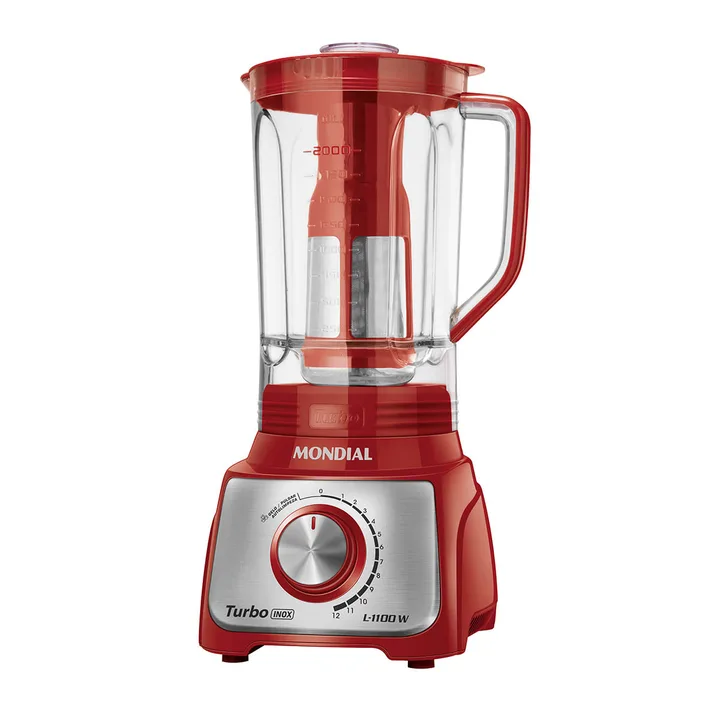 Liquidificador Mondial L-1100 Ri Jarra de San Cristal 3L 1100W 12 Velocidades Vermelho/Inox 110V, imagem 1 de 5